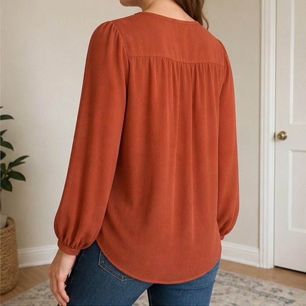 Rust Ruffle Blouse - Picture 3 of 6